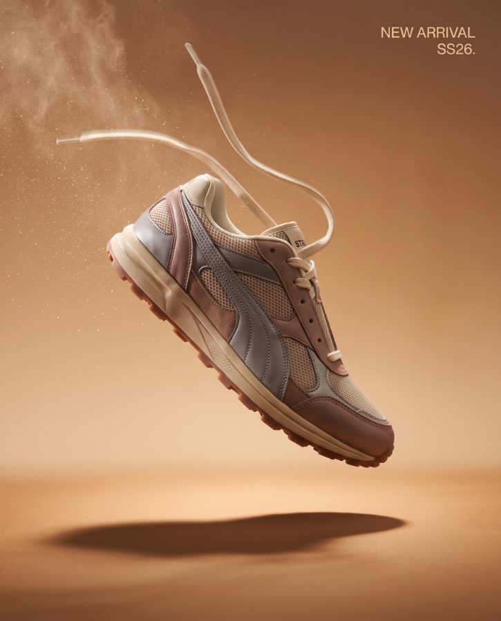 Strata Trail 02 footwear pair — AI-generated footwear ad concept
